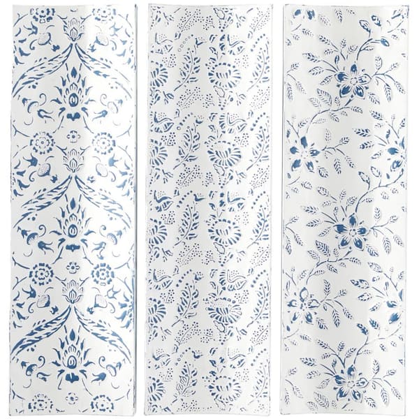 Litton Lane Metal White Floral Wall Decor with Embossed Details (Set of 3)