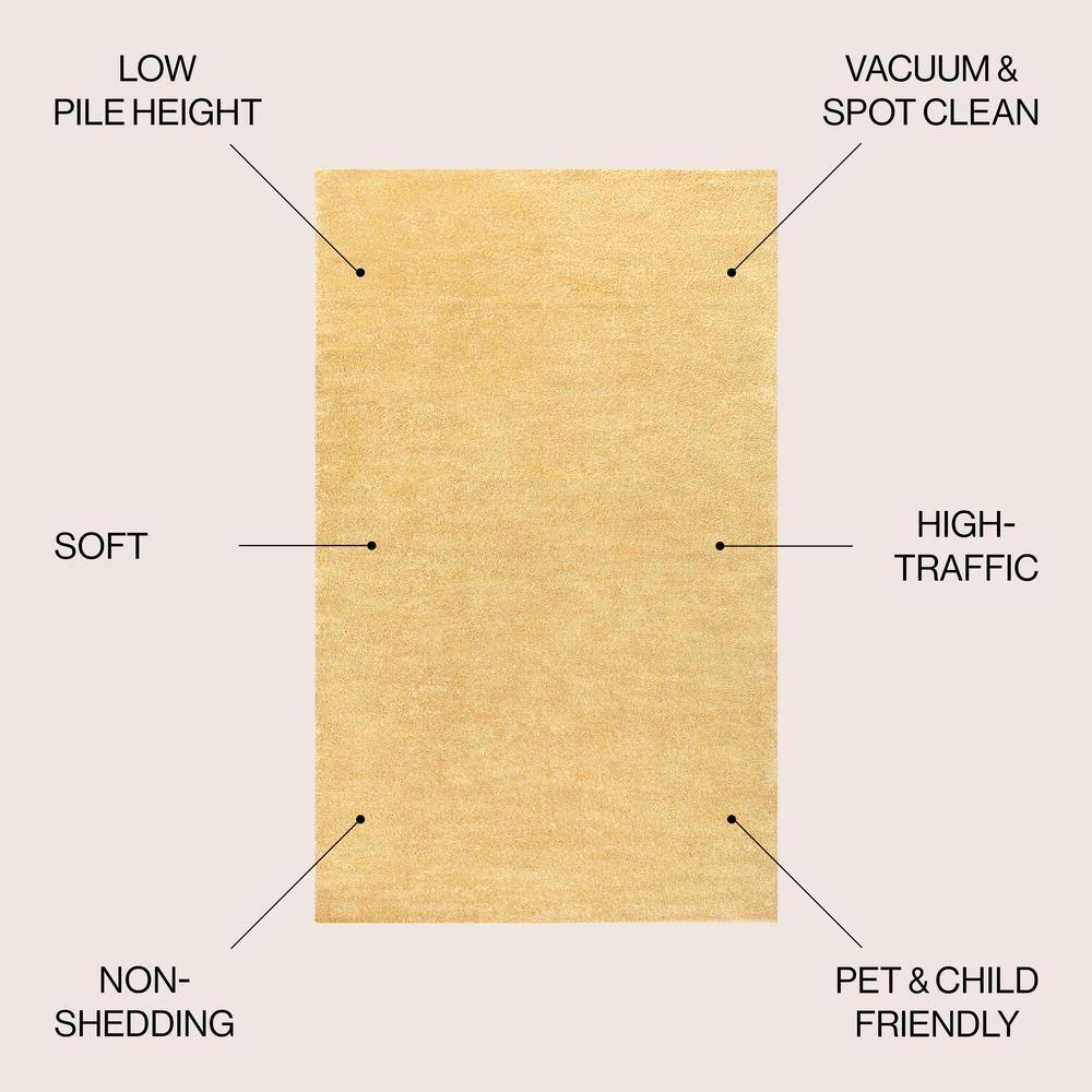 Mustard Synthetic Low-Pile Reversible Indoor Area Rug