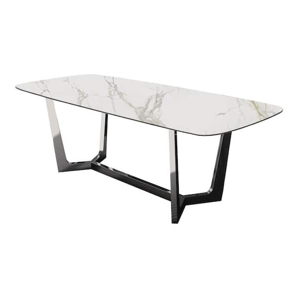 Furniture of America Riven Silver Ceramic 71 in. Trestle Dining Table (Seats 6)