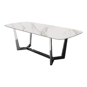 Riven Silver Ceramic 71 in. Trestle Dining Table (Seats 6)