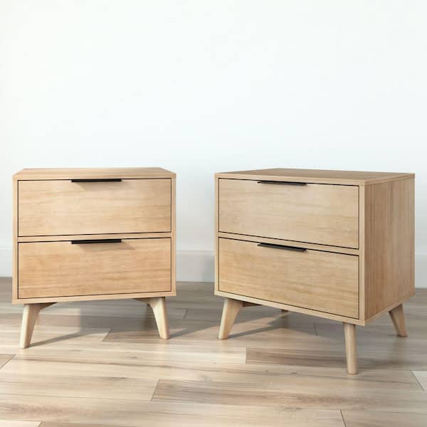 Haven Blonde 2 Drawer 24 in. W Nightstand, Set of 2
