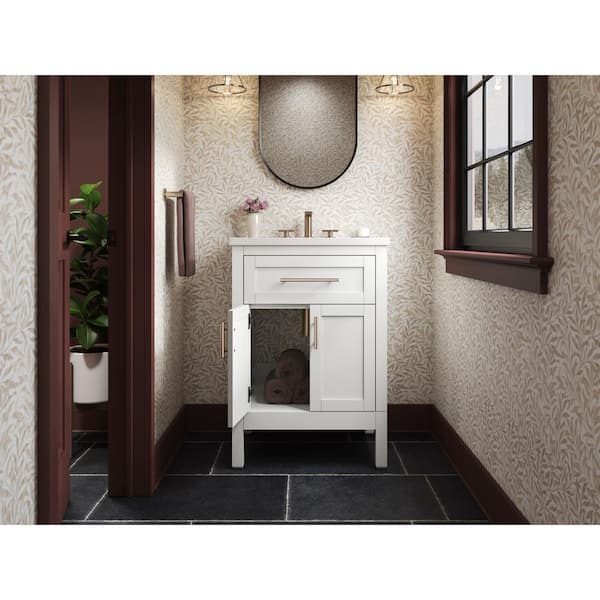 KOHLER Hadron 24.75in. Single Sink Freestanding White Bath Vanity with White Quartz Top Assembled