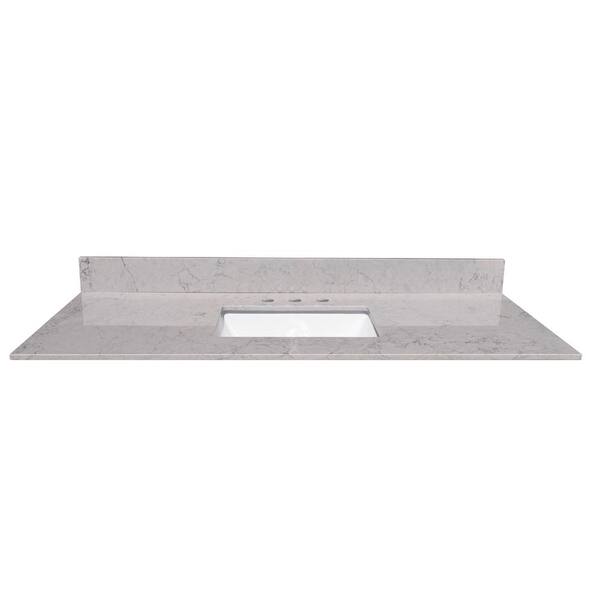 Kahomvis 49 in. W x 22 in. D Bathroom Stone Vanity Top in Carrara Gray with White Rectangular Single Sink