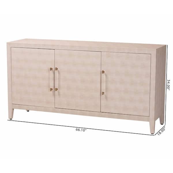 Baxton Studio Nira Beige Faux Shagreen 34 in. High 3-Door Accent
