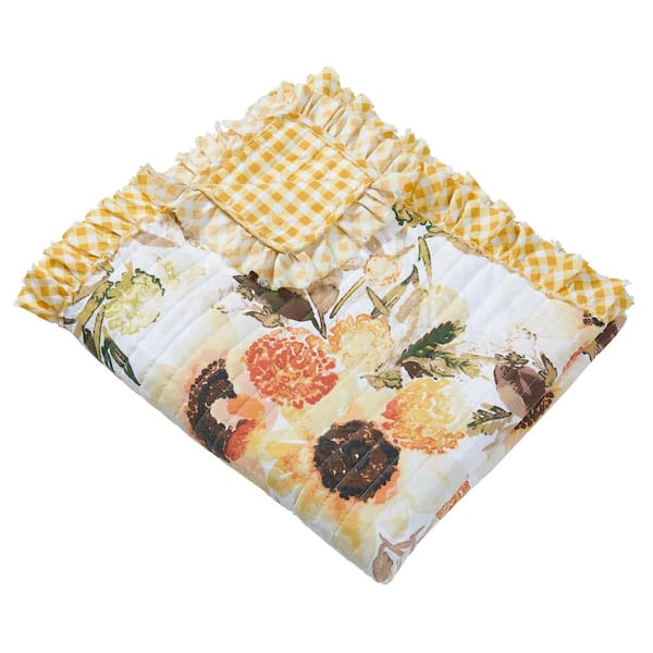 Greenland Home Fashions Somerset Gold Floral 50 in. x 60 in. Microfiber Throw Blanket