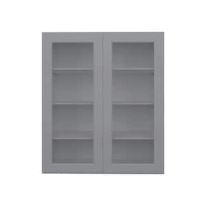 30 in. W x 12 in. D x 42 in. H in Shaker Grey Ready to Assemble Wall Kitchen Cabinet with No Glasses