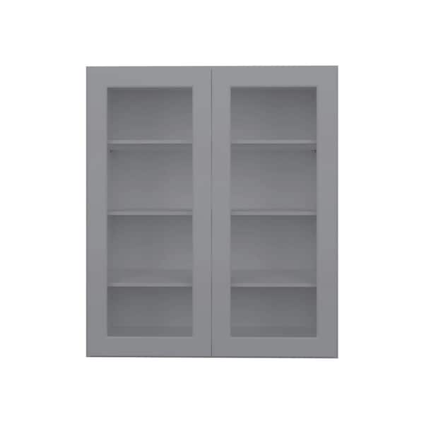 HOMLUX 30 in. W x 12 in. D x 42 in. H in Shaker Grey Ready to Assemble Wall Kitchen Cabinet with No Glasses