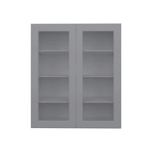 HOMLUX 30 in. W x 12 in. D x 42 in. H in Shaker Grey Ready to Assemble Wall kitchen Cabinet with No Glasses