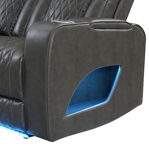 Acme Furniture Birch 84 in. Pillow Top Arm Faux Leather Rectangle