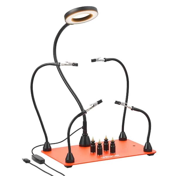 Magnetic Helping Hands Soldering Station,Cordless, 4 Flexible Arms Third Hand Soldering Tool with 3X LED Magnifying Lamp