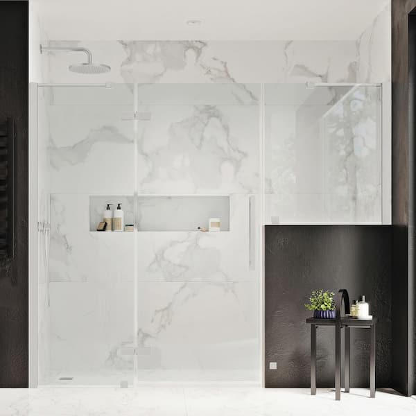 OVE Decors Tampa 82 1/8 in. W x in. H Pivot Frameless Door in SN with Buttress Panel