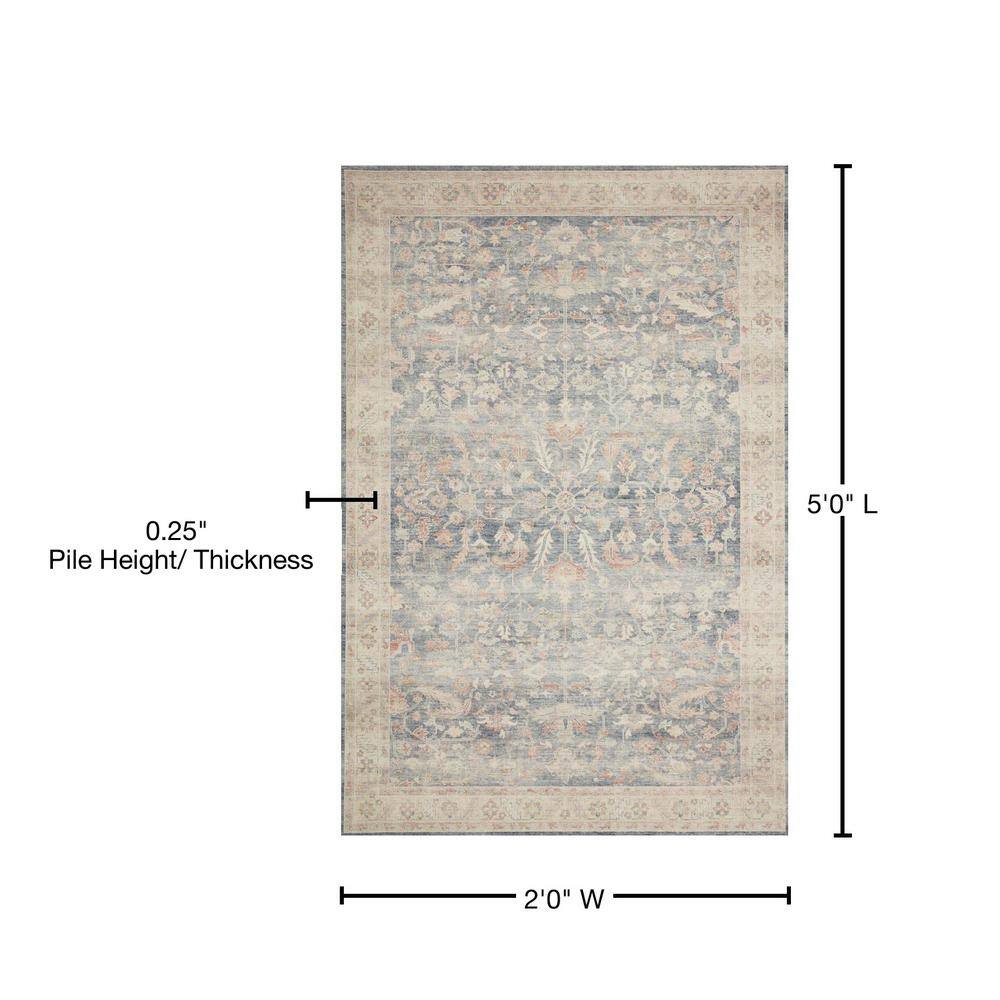Hathaway Blue and Beige Synthetic Oriental Area Rug