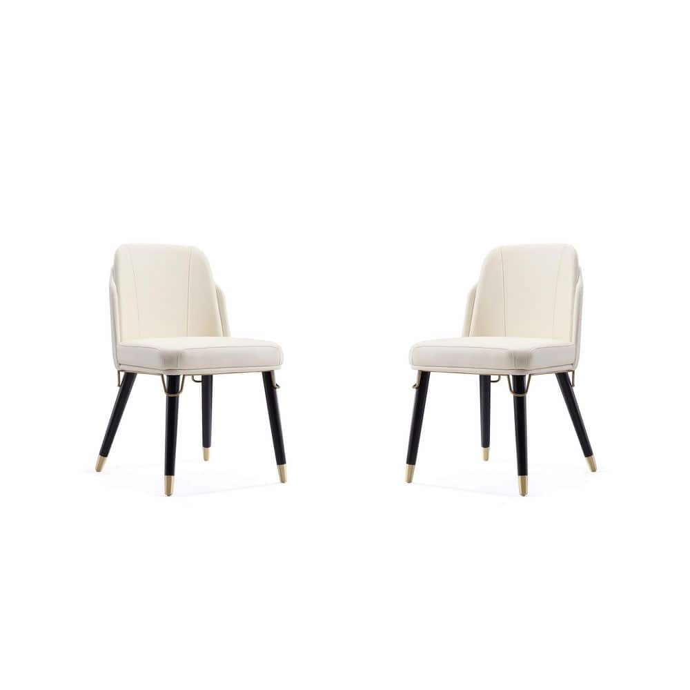 Estelle Cream and Black Faux Leather Upholstered Side Chair