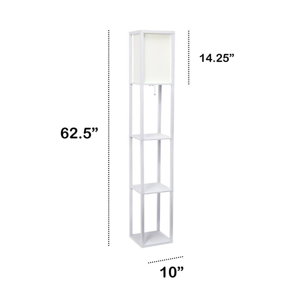 White Rectangular Shelf Floor Lamp with Linen Shade