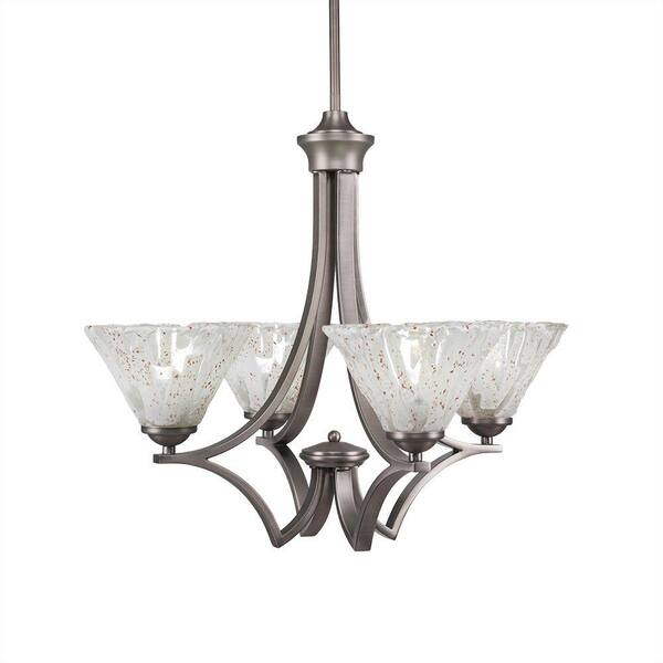 Unbranded Clevelend 4-Light Graphite Round Chandelier with 7 in. Italian Ice Glass Shades, No bulbs included
