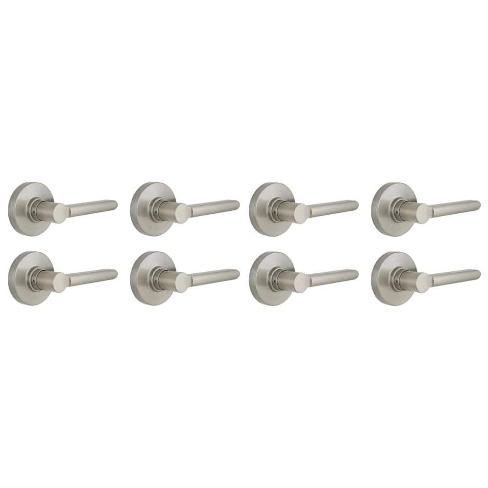 Tonebridge Satin Nickel Hall/Closet Door Lever with Round Rose 8-Pack