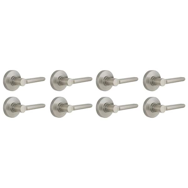 Tonebridge Satin Nickel Hall/Closet Door Lever with Round Rose 8-Pack
