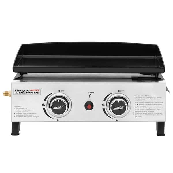 Royal Gourmet Portable 17 In 2 Burner Tabletop Propane Gas Griddle Grill 17000 Btu Outdoor 8583