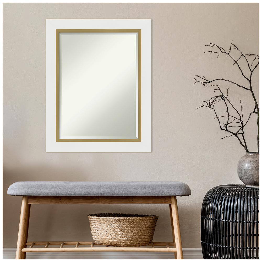Eva White and Gold Rectangular Wall Mirror