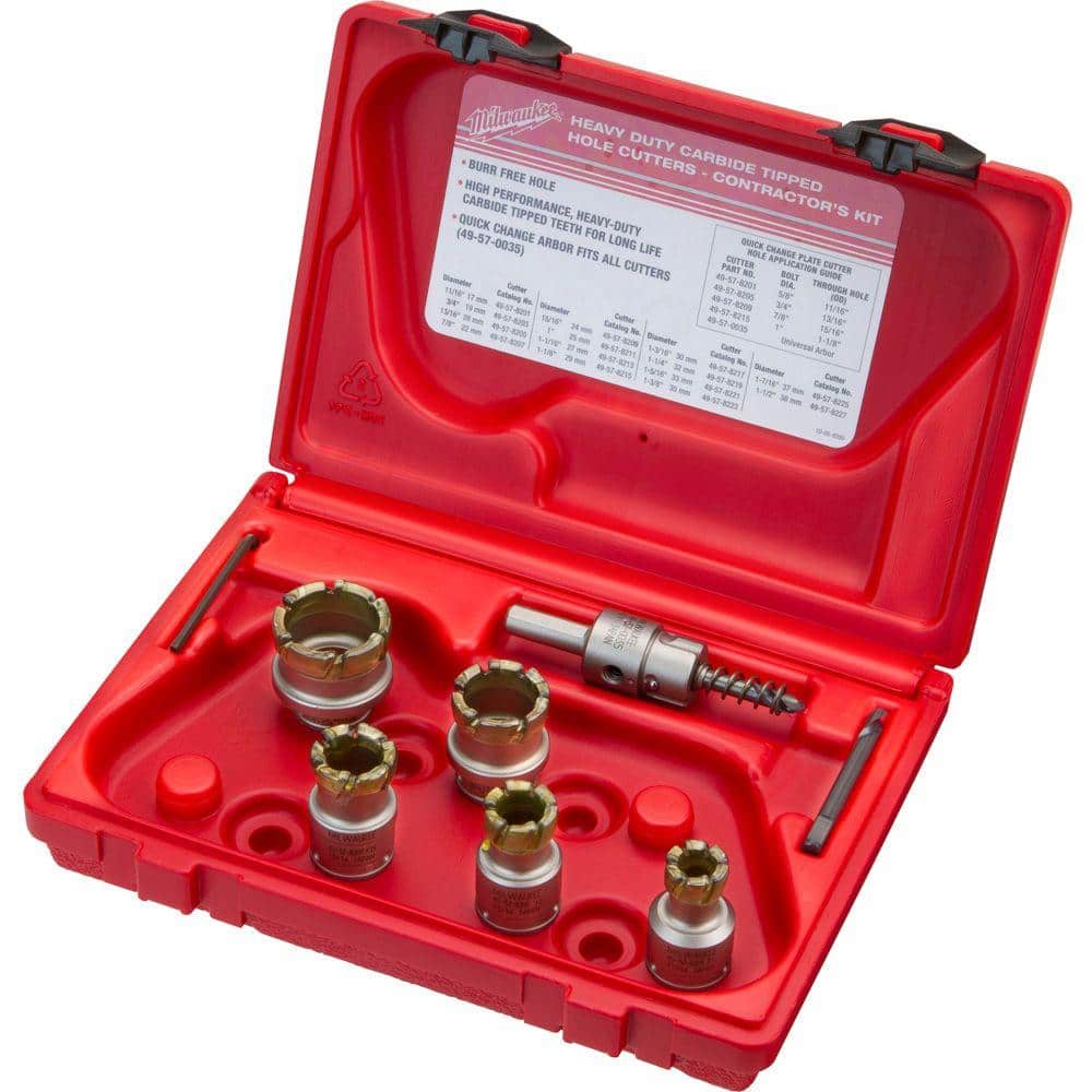 Milwaukee Carbide Cutter Steel Plate Contractor's Hole Saw Kit (7