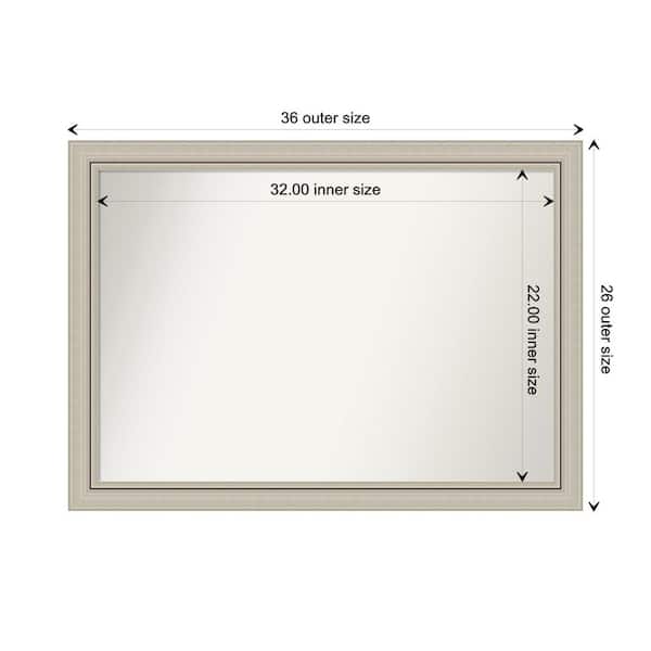 Amanti Art Romano Silver Narrow 35.75 in. x 25.75 in. Custom Non-Beveled Wood Framed Bathroom Vanity Wall Mirror