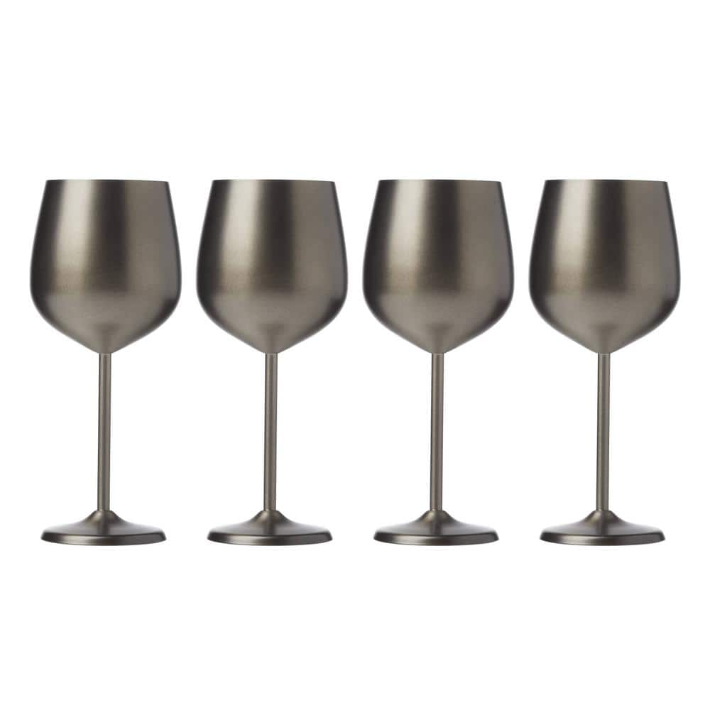 18 oz. Black Stainless Steel White Wine Glass Set (Set of 4) -  Cambridge, EW004CBBLKDS