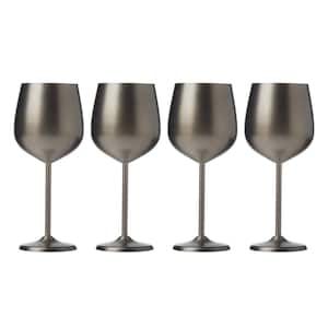 18 oz. Black Stainless Steel White Wine Glass Set (Set of 4)