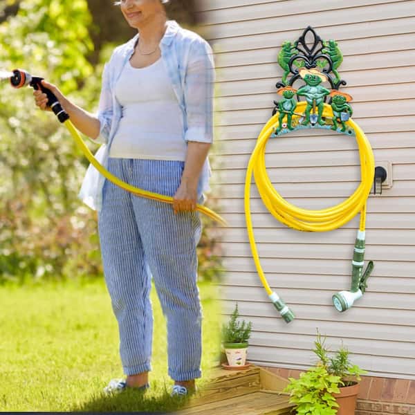 Cubilan - Garden Hose Holder Wall Mounted, Large Capacity and Heavy Duty Cast Iron Water Hose Holder for Outside