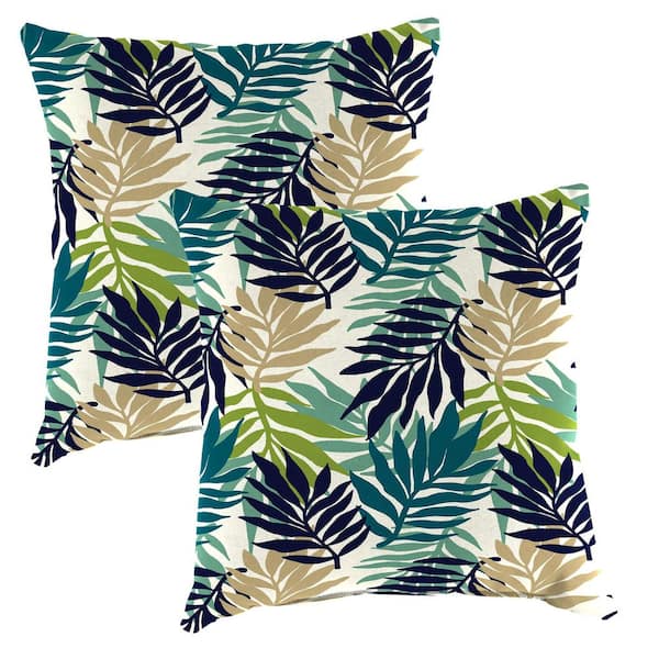 22 in. L x 22 in. W x 8 in. T Square Outdoor Throw Pillow in Manchester Kelp (2-Pack)