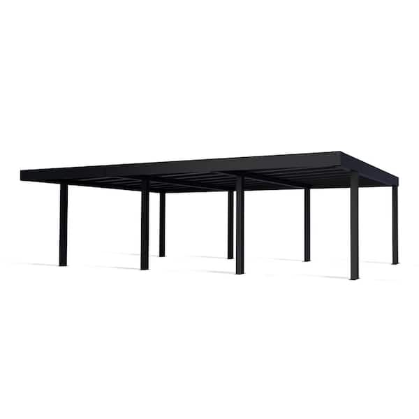 Oslo 20 ft. x 30 ft. Black/Gray Opaque Double Carport