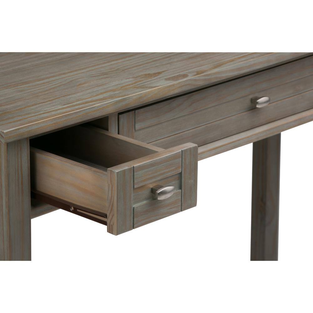 Distressed Grey Solid Wood Desk with Slide-Out Keyboard Tray