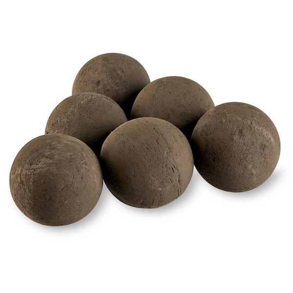 American Fire Glass 4 in. Thunder Gray Lite Stone Fire Balls (Set of 6)