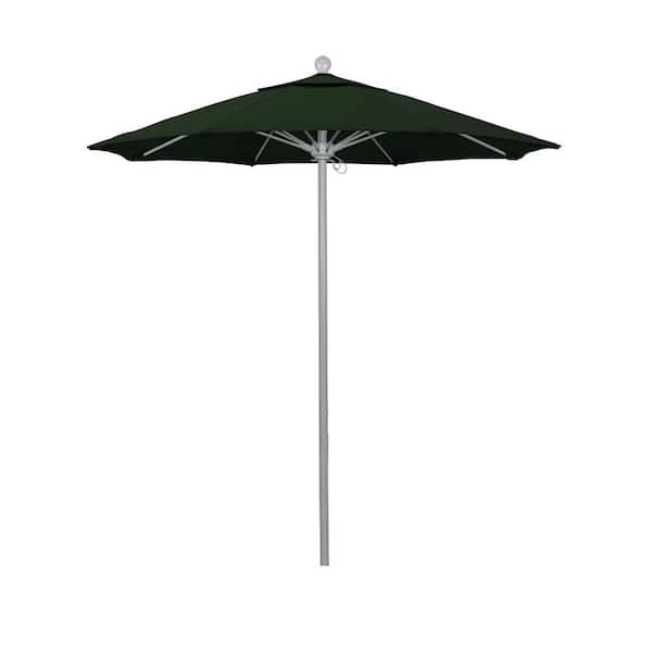 California Umbrella 7.5 ft. Gray Woodgrain Aluminum Commercial Market Patio Umbrella Fiberglass Ribs and Push Lift in Hunter Green Pacifica