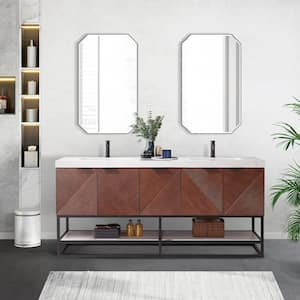 Mahon 72 in. W x 22 in. D x 33.9 in. H Double Sink Bath Vanity in Deep Walnut with White Grain Composite Stone Top