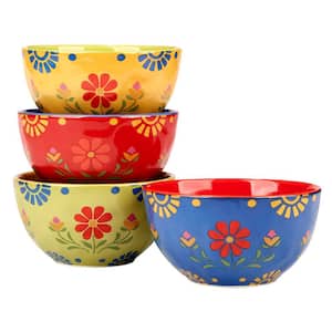 Spice Love 26.84 fl. oz. Multi-Colored Earthenware Dessert Bowls (Set of 4)