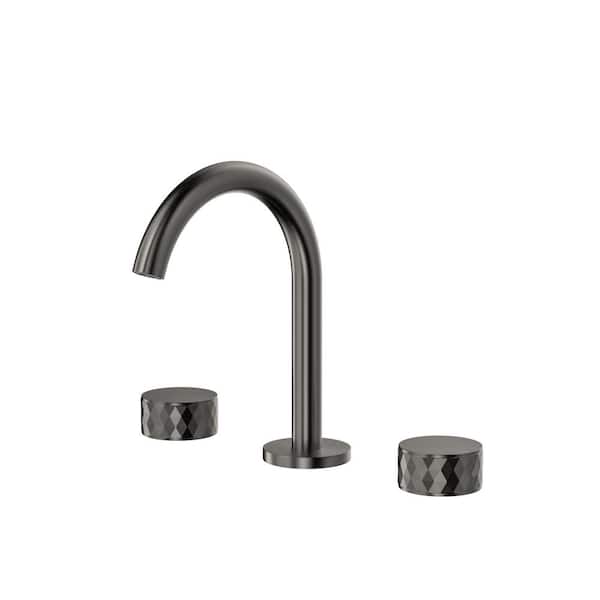Aosspy Modern 8 in. Widespread Double Handle Bathroom Faucet in Gum Gray