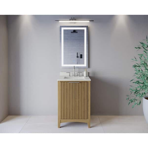Palmilla 24 in. Single Freestanding Natural Oak Bath Vanity with Giotto Quartz Top Assembled