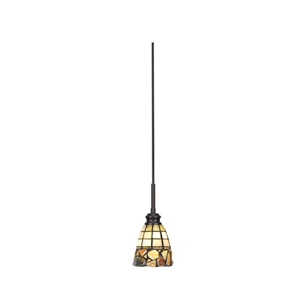 Unbranded Albany 60-Watt 1-Light Espresso Pendant Mini Pendant Light Cobblestone Art Glass and Light Bulb Not Included