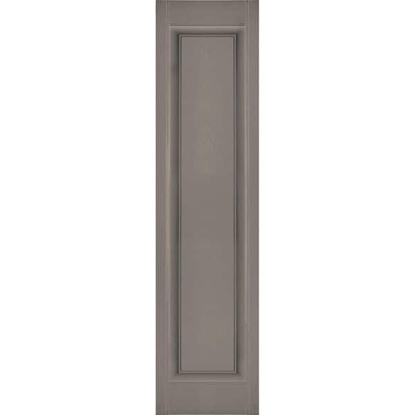 Ekena Millwork 12 in. x 47 in. Lifetime Vinyl Custom Single Raised Panel Shutters Pair Clay