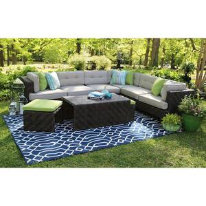 Canyon 7-Piece All-Weather Wicker Patio Sectional with Sunbrella Fabric
