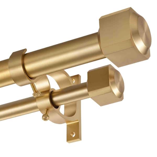 72 in. - 144 in. Adjustable 1 in. Double Curtain Rod in Warm Gold