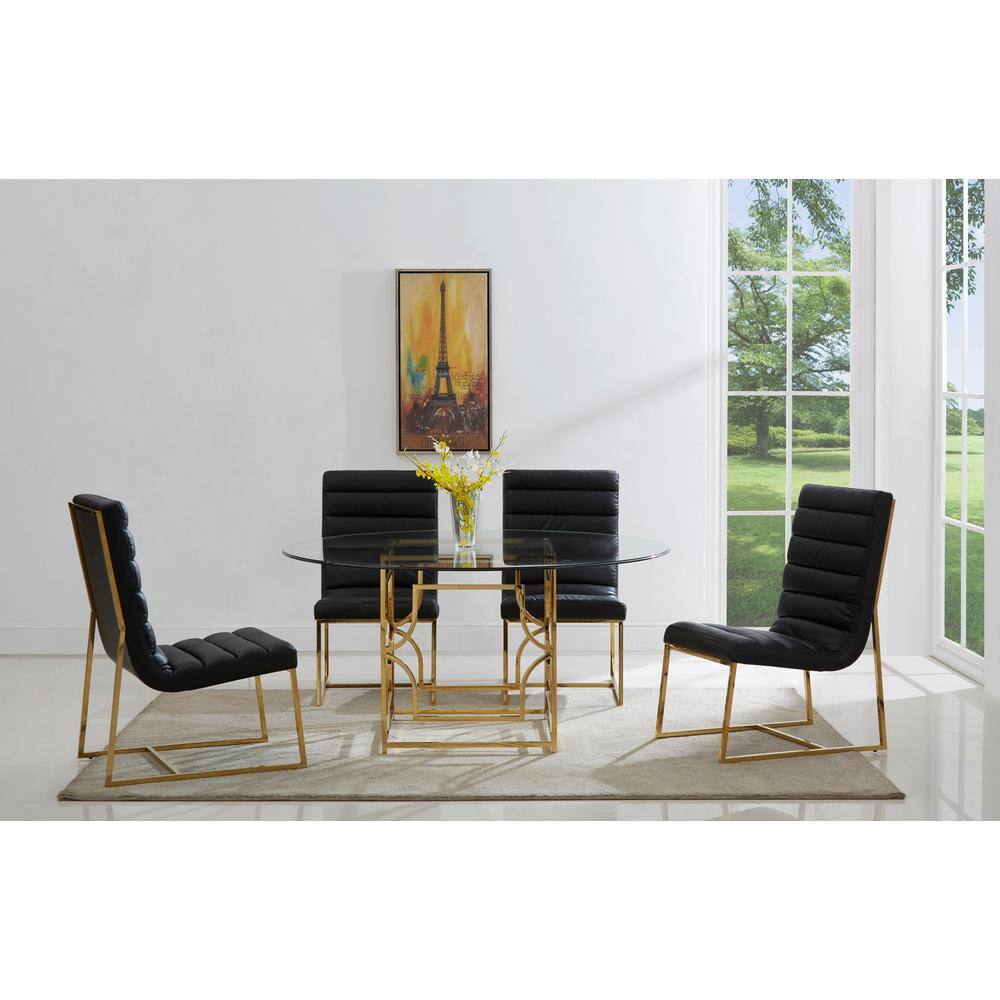 Sleek Glam 60" Round Glass Dining Table with Stainless Steel Base