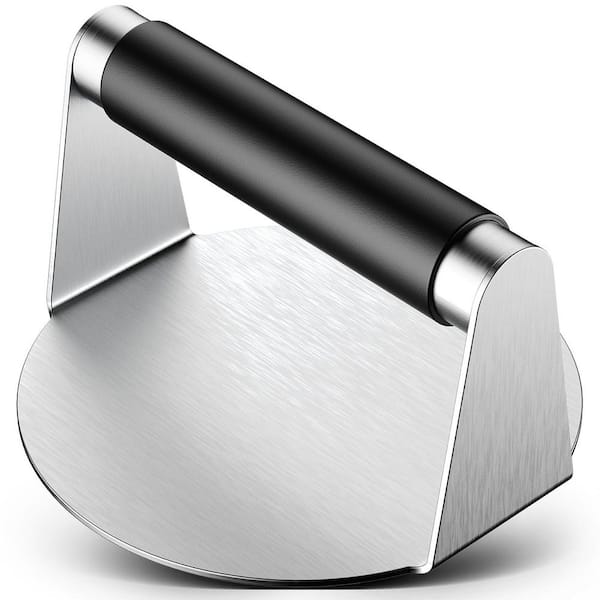 5.5 in. Stainless Steel Smash Burger Press with Handle for Smashburger, Bacon, Ground Beef, Meat, Sausage, Black(1-Pack)