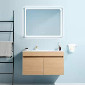 Victoria 36 in. W x 18 in. D x 20 in. H Wall Mounted Single Sink Bath Vanity in Wood and Ceramic Top and Mirror