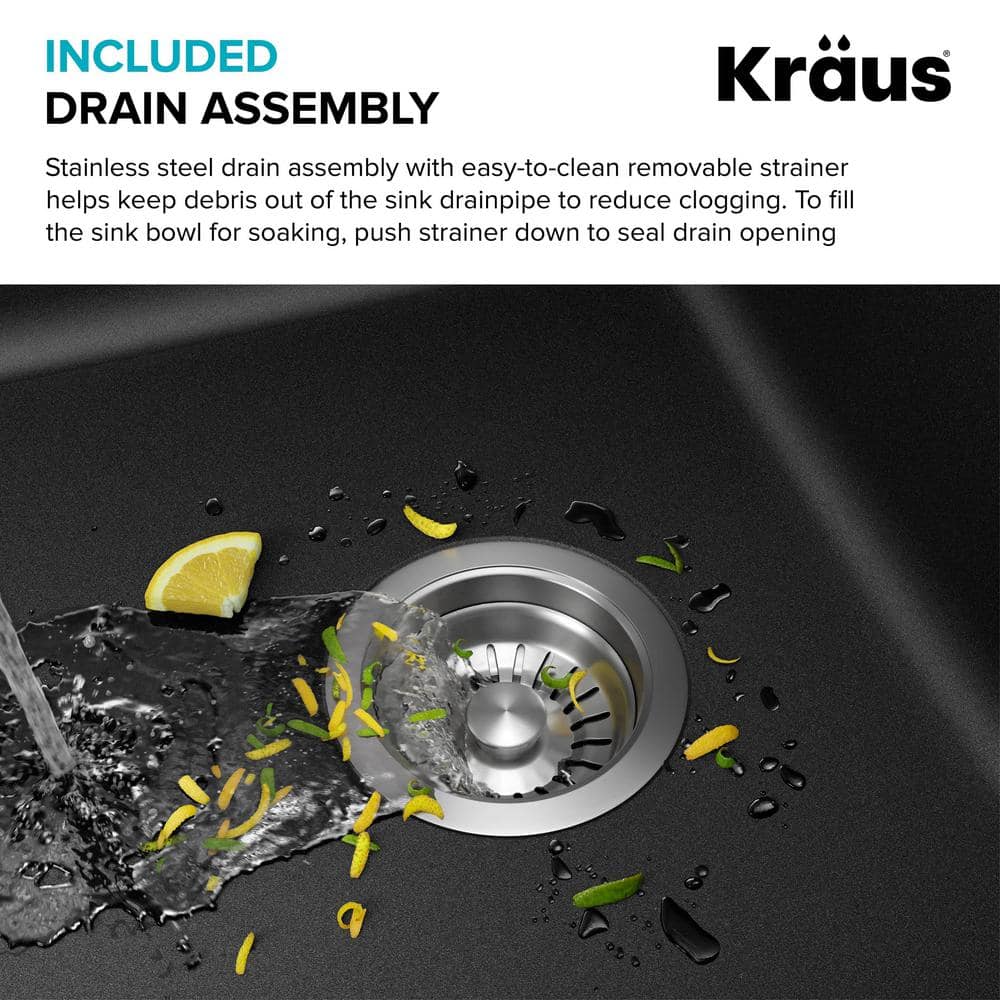 32-Inch Black Granite Undermount Single Bowl Kitchen Sink