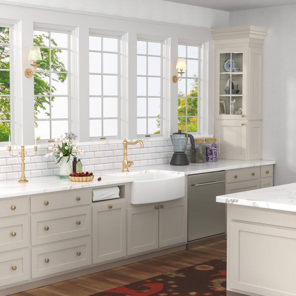 23.6" White Gloss Ceramic Undermount Single Bowl Kitchen Sink