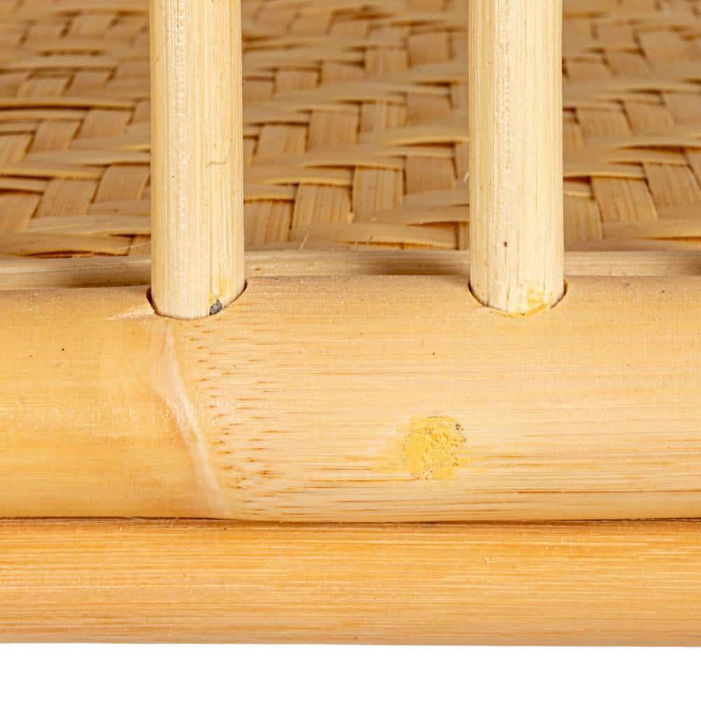 Natural Rattan and Bamboo Console Table with Storage Shelves