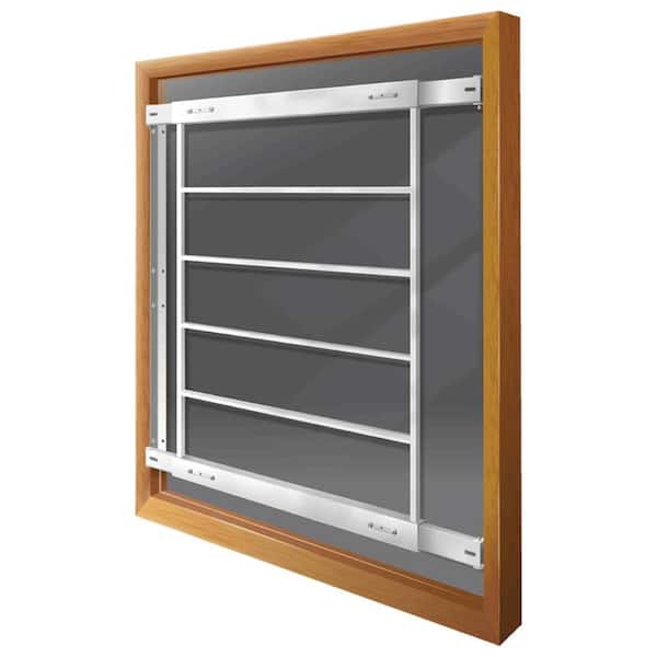 Mr. Goodbar Fixed 21 in. to 28 in. Adjustable Width 6-Bar Window Guard - White