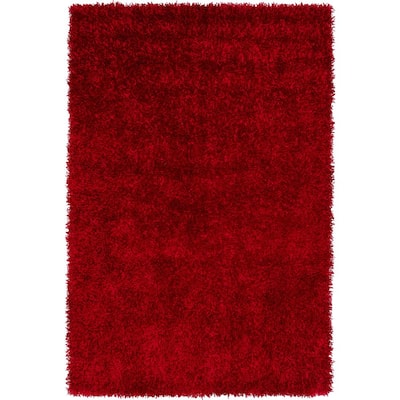 Addison Rugs Lavish Red 8 Ft X 10, Large Red Fluffy Rug