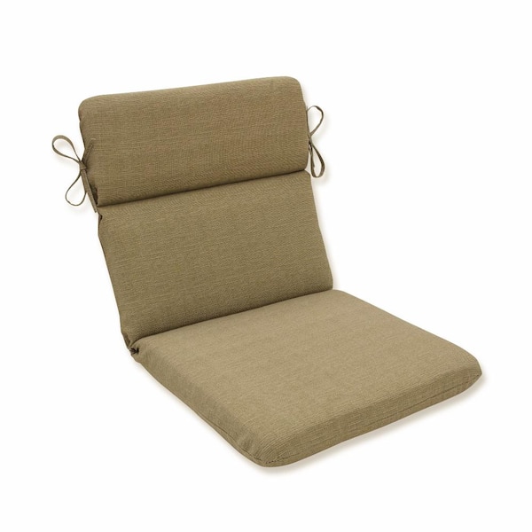 Pillow Perfect Solid Outdoor/Indoor 21 in W x 3 in H Deep Seat, 1-Piece Chair Cushion with Round Corners in Tan Monti Chino